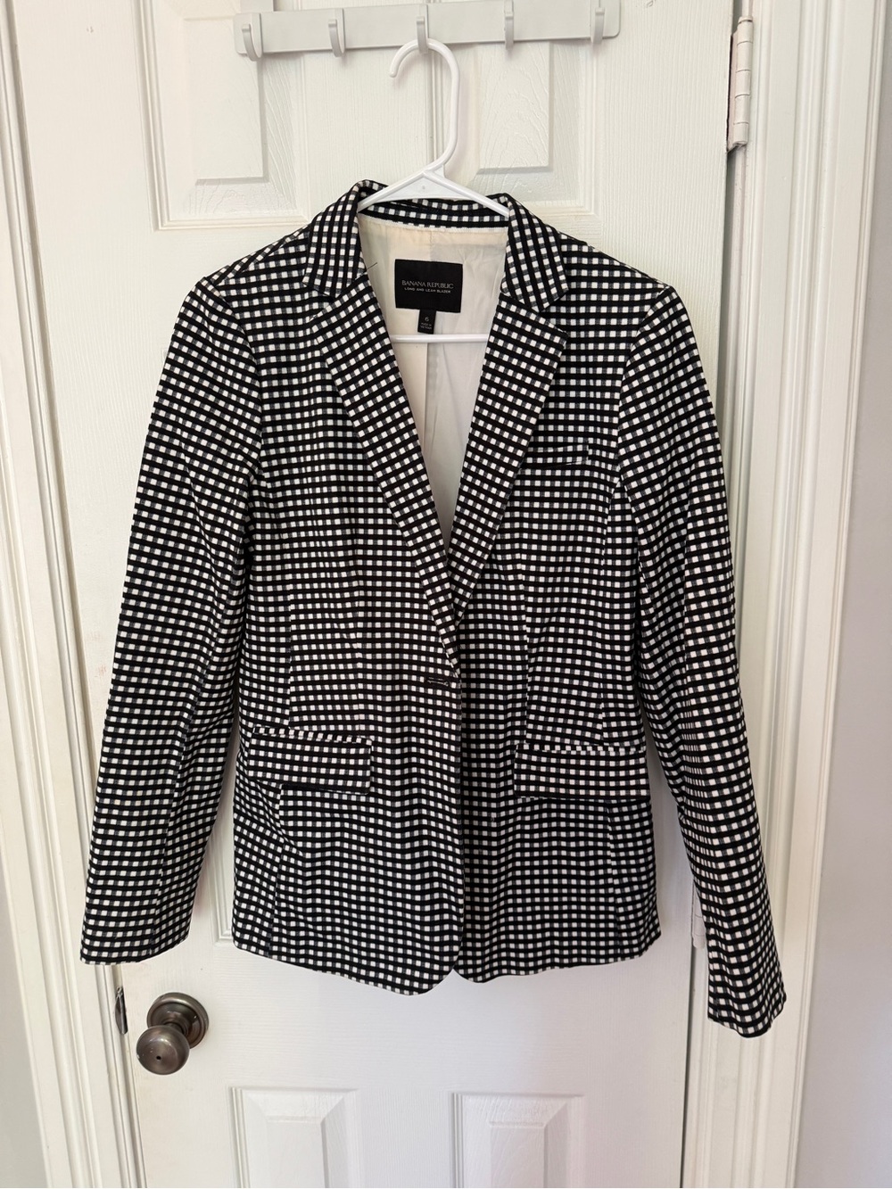 Banana Republic Black and White Gingham Blazer